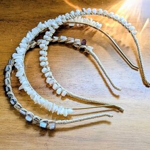 Anthropologie Shell Stone Beaded Headband Set